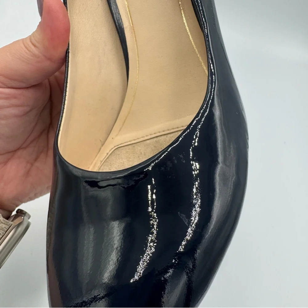 Elegant Navy Patent Leather Heels size 9.5